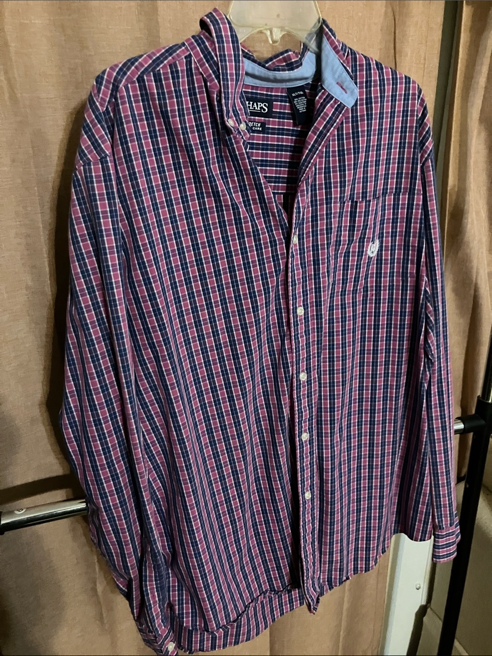 Chaps Plaid Button-Down Shirt in Red and Navy